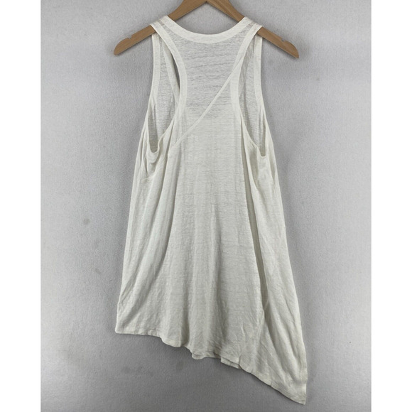 EILEEN FISHER Tank Top S Linen Slub Jersey Tunic Scoop Neck Racerback White - Picture 3 of 16